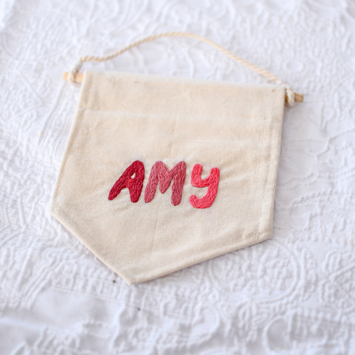 Custom Girld Name Hand Embroidery Banner