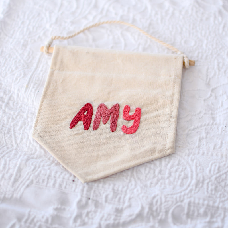 Custom Girld Name Hand Embroidery Banner