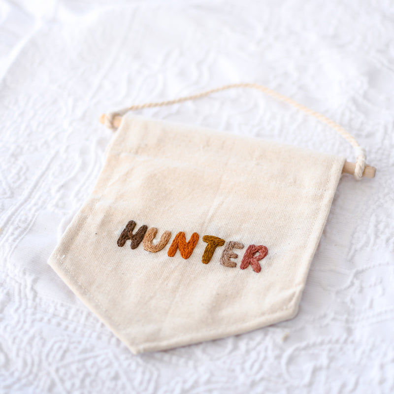 Custom Boys Name Hand Embroidery Banner