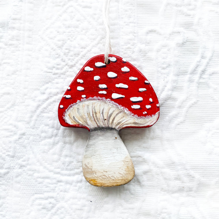 Mushroom Toadstool wooden ornament