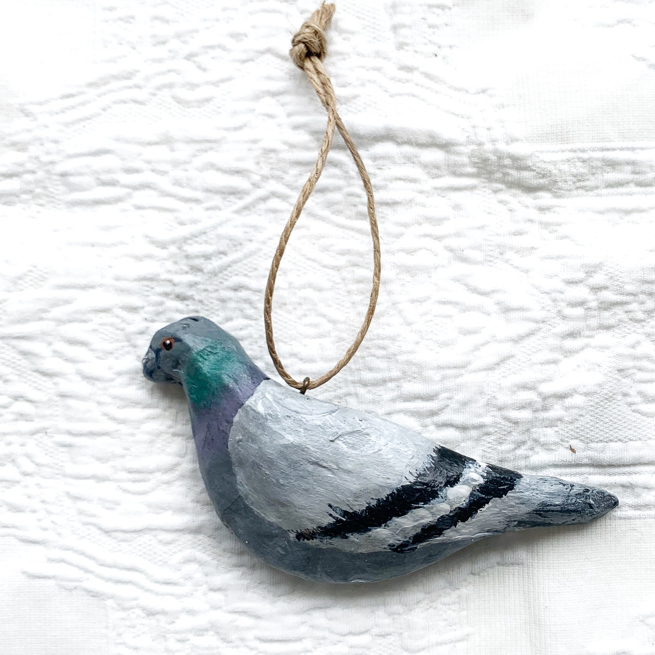 Pigeon hand painted bird Christmas Ornament