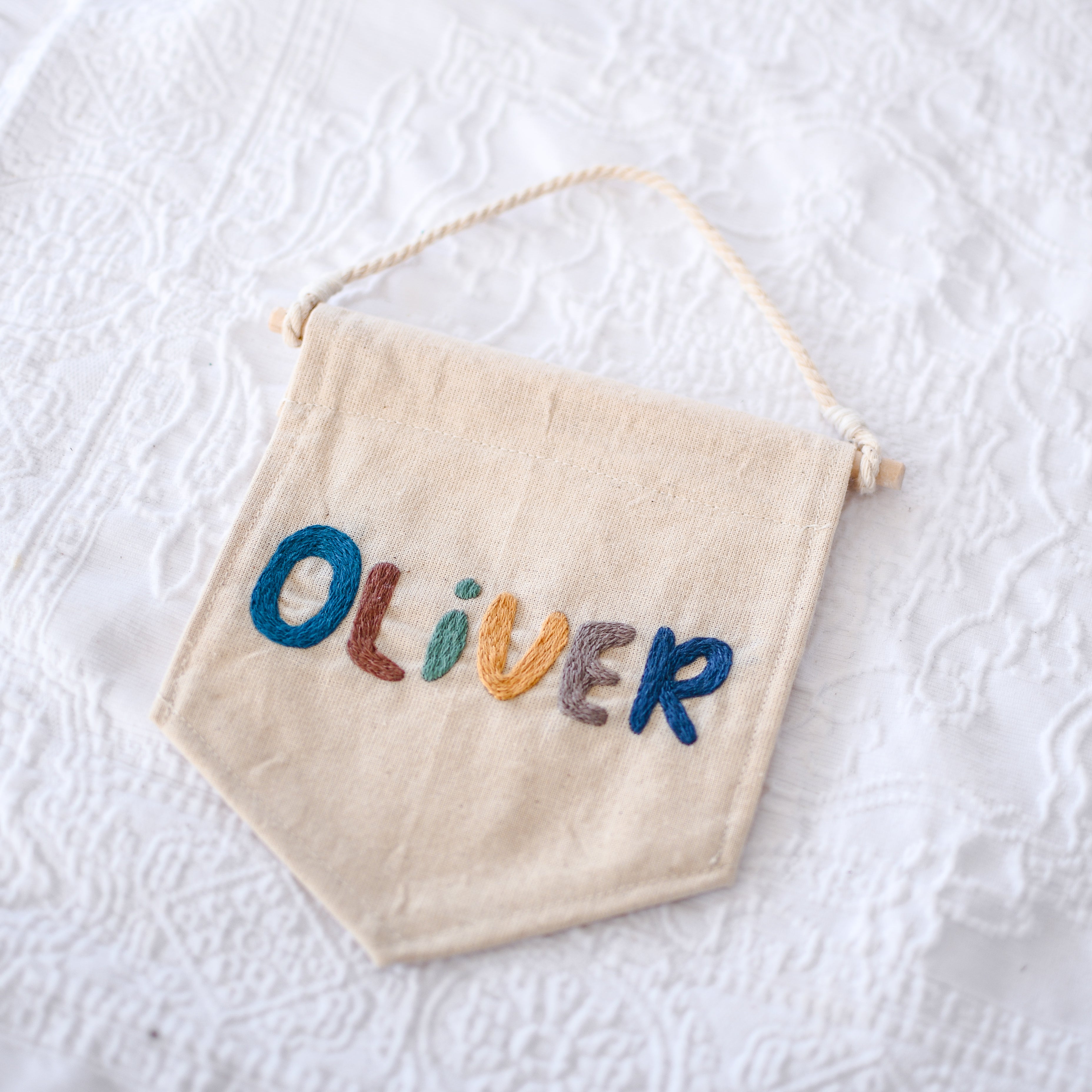 Custom Boys Name Hand Embroidery Banner