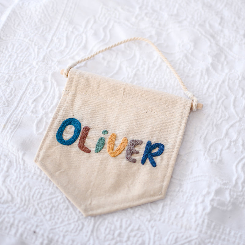 Custom Boys Name Hand Embroidery Banner