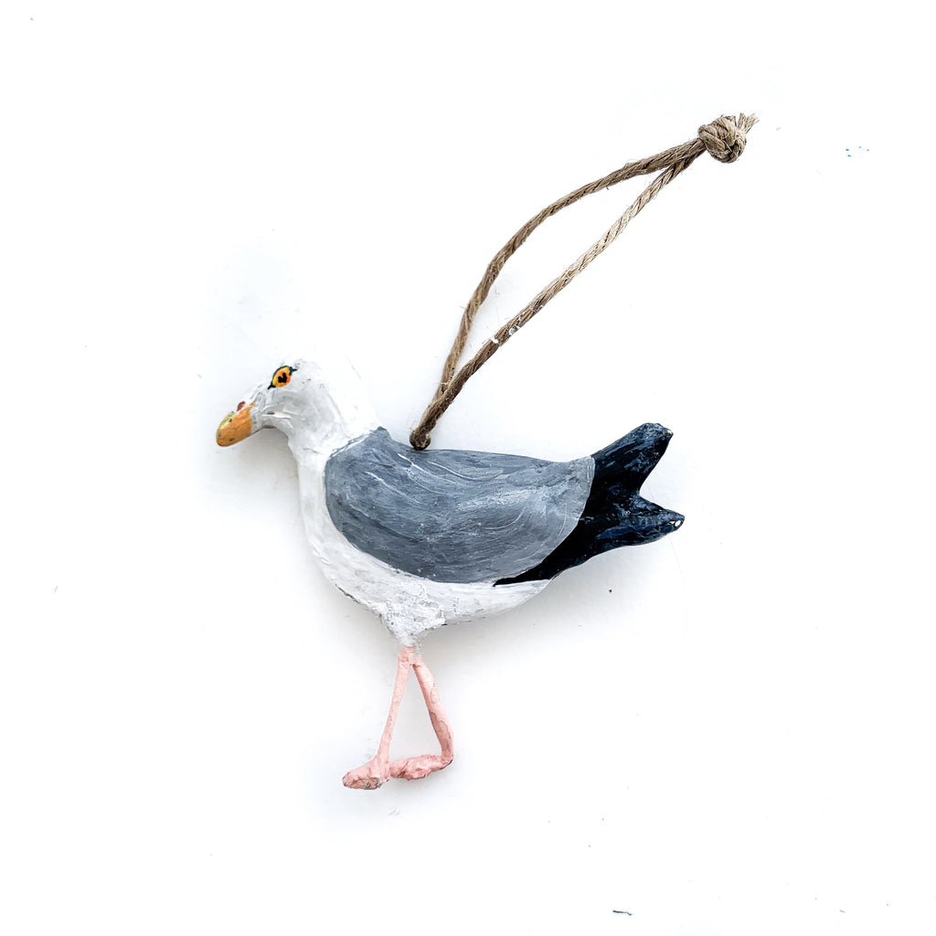 Seagull hand painted bird Christmas Ornament