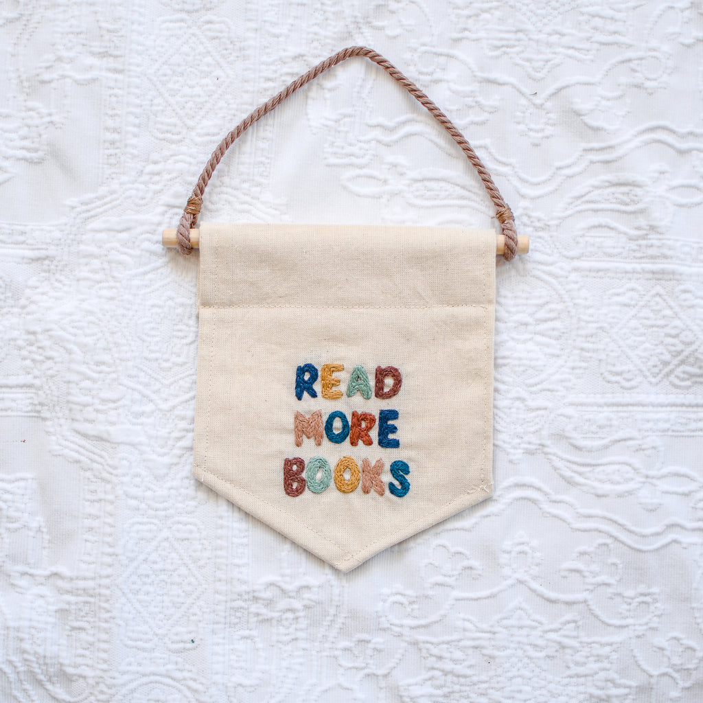 Read More Books Hand Embroidery Banner