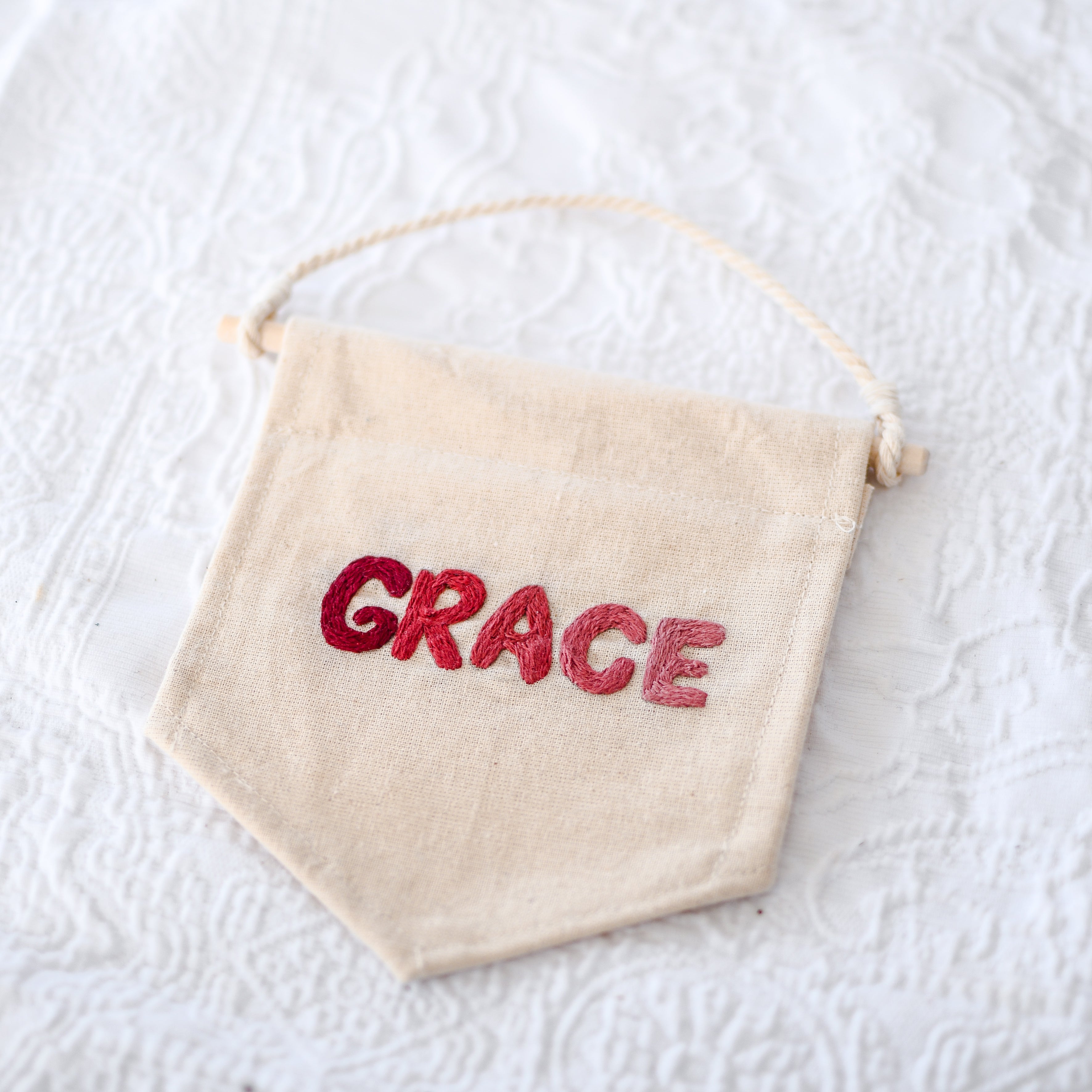 Custom Girld Name Hand Embroidery Banner