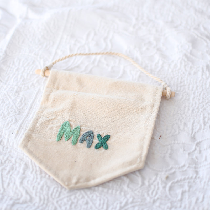 Custom Boys Name Hand Embroidery Banner