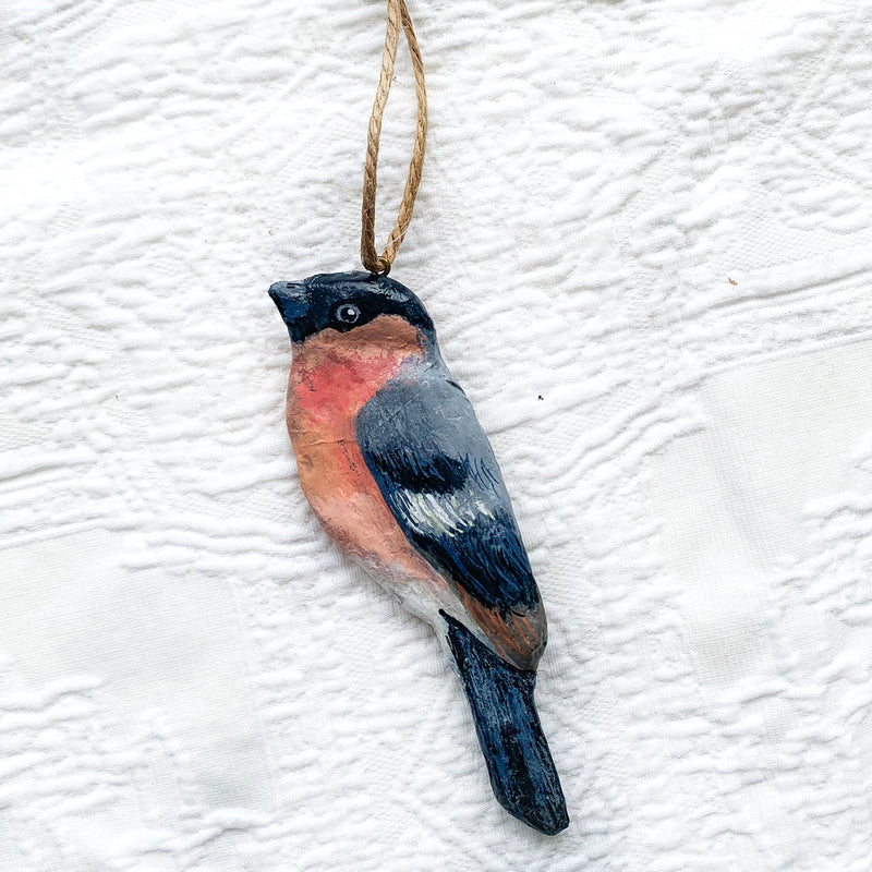 Bull Finch hand painted bird Christmas Ornament