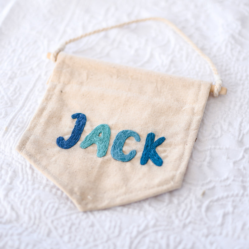 Custom Boys Name Hand Embroidery Banner