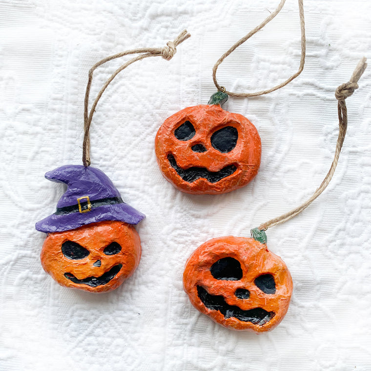 Halloween Pumpkins Ornaments Set of 3