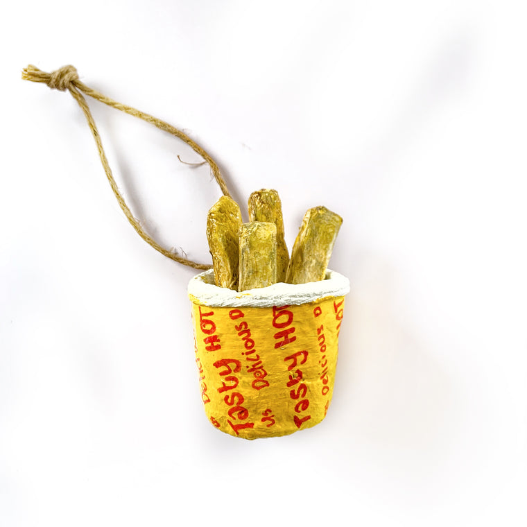 Retro Iconic summer Bucket of Chips small Christmas Ornament