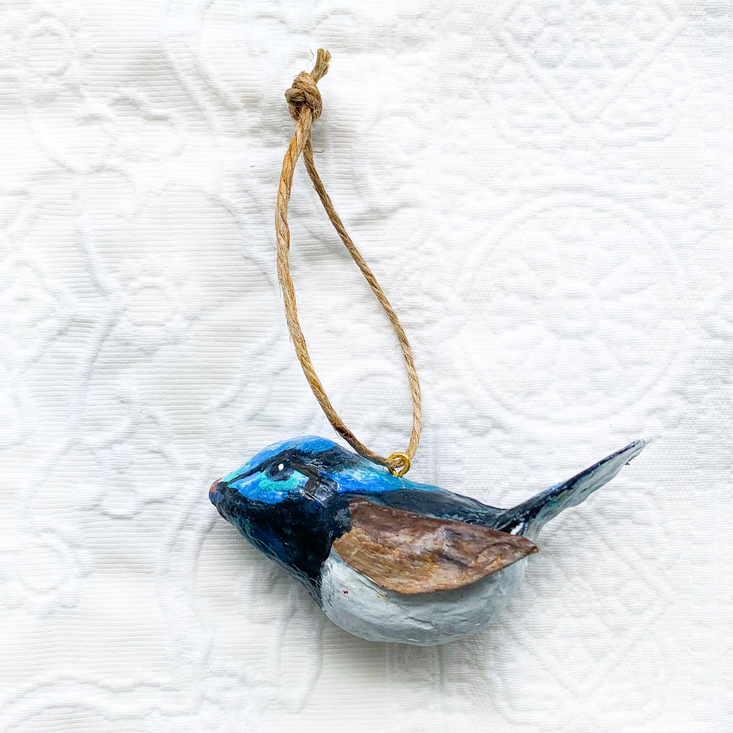 Fairy Wren hand painted bird Christmas Ornament