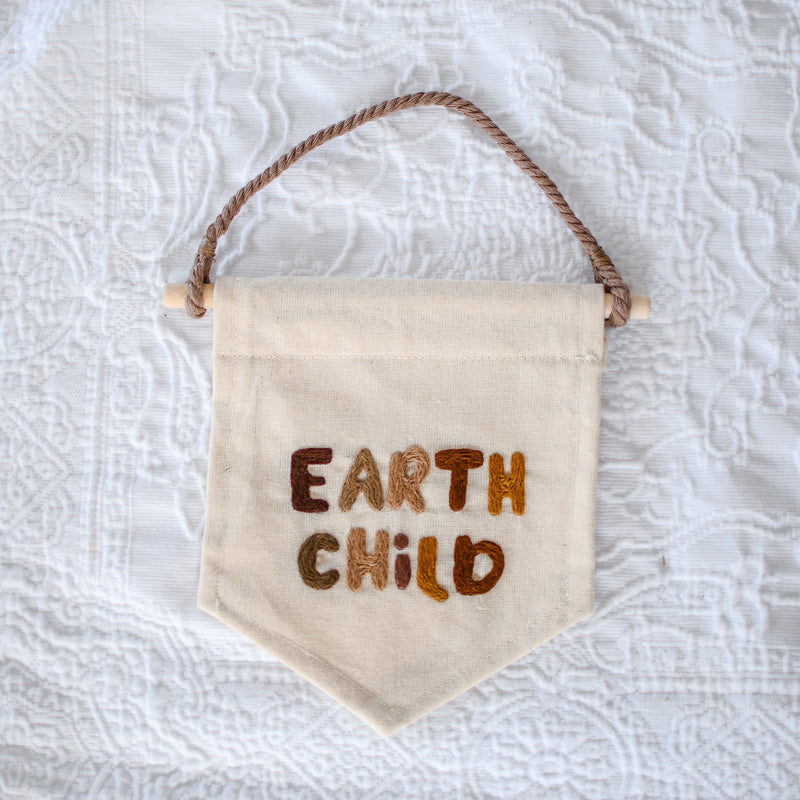 Earth Child Hand Embroidery Banner