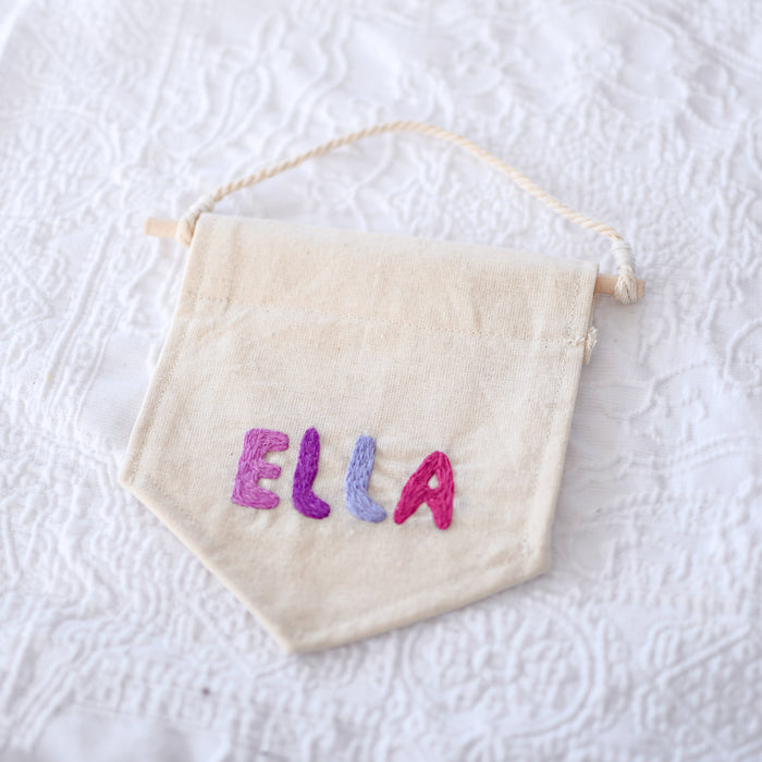 Custom Girld Name Hand Embroidery Banner