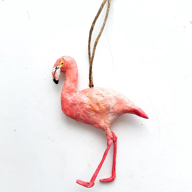 Flamingo hand painted bird Christmas Ornament