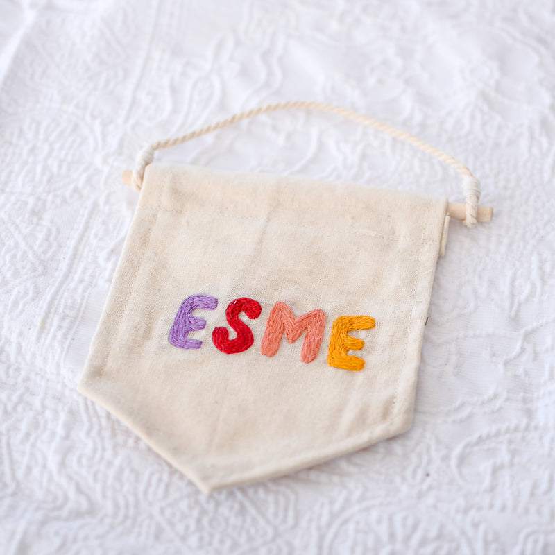 Custom Girld Name Hand Embroidery Banner