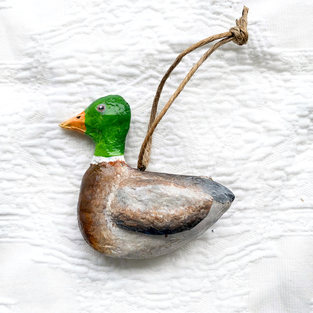 Mallard Duck hand painted bird Christmas Ornament