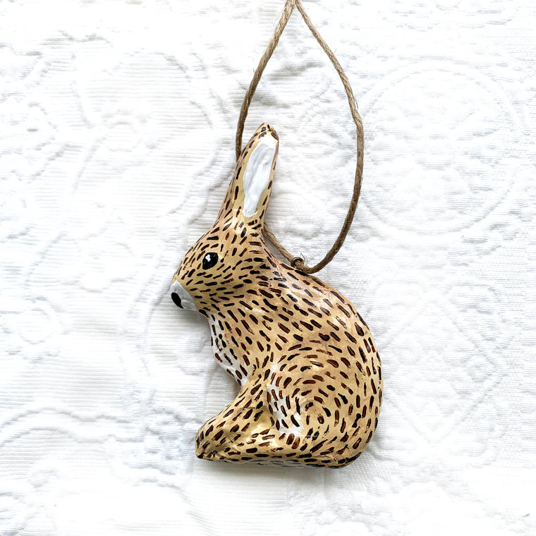 Hare hand painted rabbit Christmas Ornament