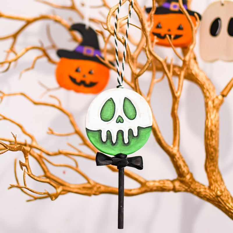 Poison Candy Apple Wooden Ornaments Set of 2